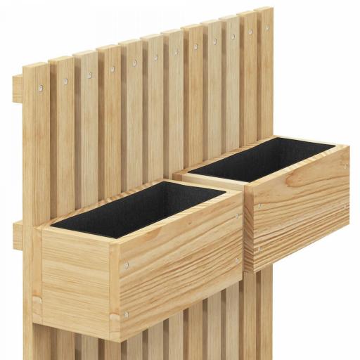 Jardinera de Pared de Madera con Enrejado y 5 Macetas Móviles para Jardín Terraza Patio 60x16x100 cm Natural [6]