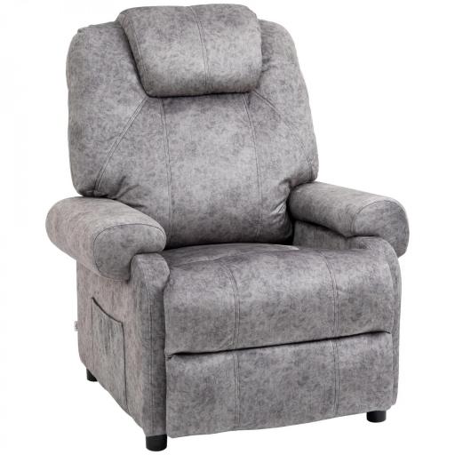 Sillón Relax Reclinable Manual hasta 135º con Reposabrazos Reposapiés Acolchado Grueso Gris [9]