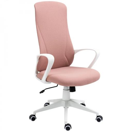 Silla de Oficina Giratoria Altura Ajustable con Reposabrazos Función de Basculante Respaldo Alto 62x56x110-119,5cm Rosa [9]