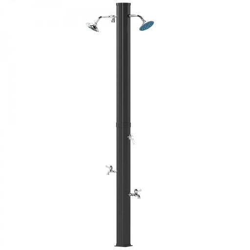 Ducha Solar Exterior 35 L con 2 Cabezales Giratorios Duchas para Pies y Agua Caliente Máximo 55℃ 73x18x217 cm Negro [8]