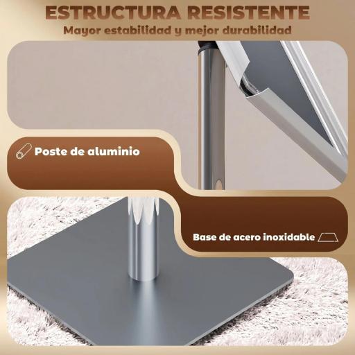 Soporte para Carteles A3 Altura Ajustable, Giratorio 360° Marco de Aluminio y Acero Inoxidable Plata [7]