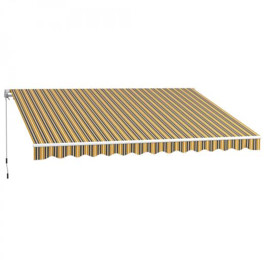 Toldo para Balcón 350x250 cm con Manivela de Metal Impermeable y Anti-UV para Jardín Terraza Ventanas Gris y Amarillo [8]