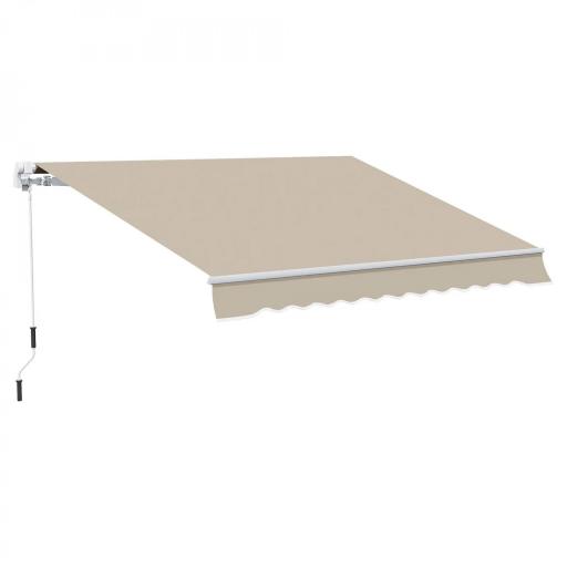Toldo Manual 395x245 cm con Manivela Toldo Balcón Patio Terraza de Aluminio y Tejido Poliéster 280 g/m² Anti-UV Beige [9]