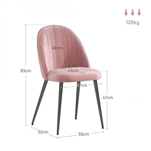 Pack de 4 Sillas de Comedor Modernas Sillas de Cocina Tapizada en Terciopelo con Respaldo Alto 50x52x83 cm Rosa Palol [1]