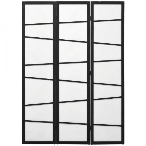 Biombo de 3 Paneles Divisor de Habitación Plegable 120x170 cm Separador de Ambientes para Oficina Salón Negro y Blanco [8]