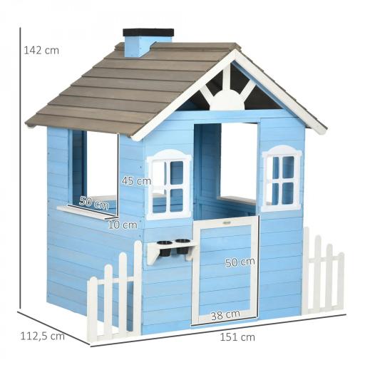 Casita Infantil de Madera Casa de Juegos Exterior para Niños de 3-7 Años 51x112,5x142 cm Azul [1]