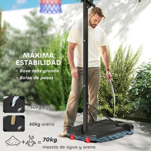 Canasta de Baloncesto Infantil con Altura Ajustable 200-260 cm Ruedas Base Rellenable y Bolsa de Peso Rojo y Negro [5]