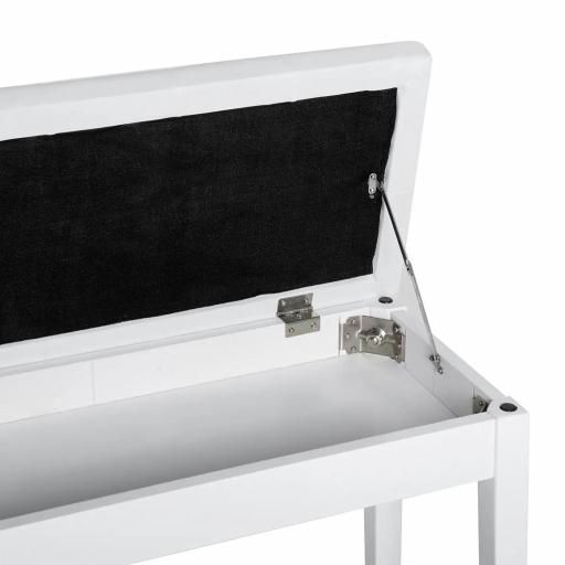 Taburete de Piano Banco de Teclado con Espacio de Almacenamiento Bajo del Asiento de Cuero Sintético 76x36x50 cm Blanco [2]