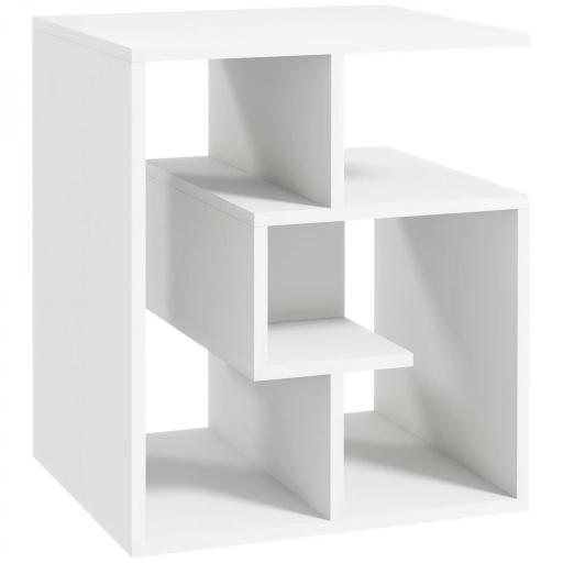 Mesita Auxiliar Mesa Auxiliar Blanca Mesa de Centro con Estantes de Almacenamiento para Salón Dormitorio 45x40x55 cm [9]