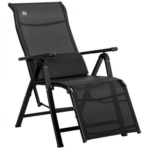 Tumbona Plegable de Jardín Tumbona Gravedad Cero con Respaldo Ajustable en 9 Posiciones con Cojín 70x65x111 cm Negro [8]