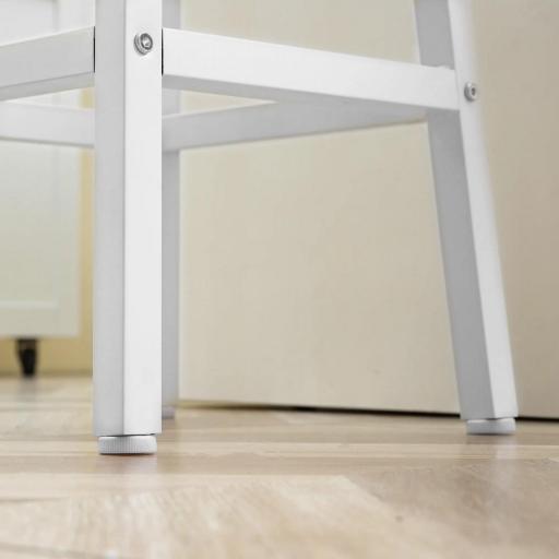 Juego de 2 Taburetes Altos de Cocina con Asiento de Melamina y Patas de Acero 32,5x32,5x65 cm Natural y Blanco [3]