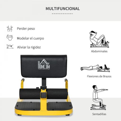3-en-1 Máquina Equipo de Sentadilla para Ejercicios Abdominales Tablero Supino Multifuncional Ayuda en Cuclillas Equipo Amarillo [5]