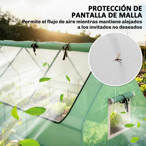 Invernadero de Terraza Mini Invernadero 240x90x90 cm con Ventanas de Malla para Cultivar Verduras y Flores Verde [7]