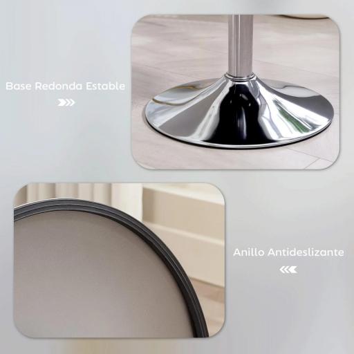 Taburete de Cocina Regulable en Altura 52-66 cm Tapizado en Pana Giratorio en 360° Blanco [7]