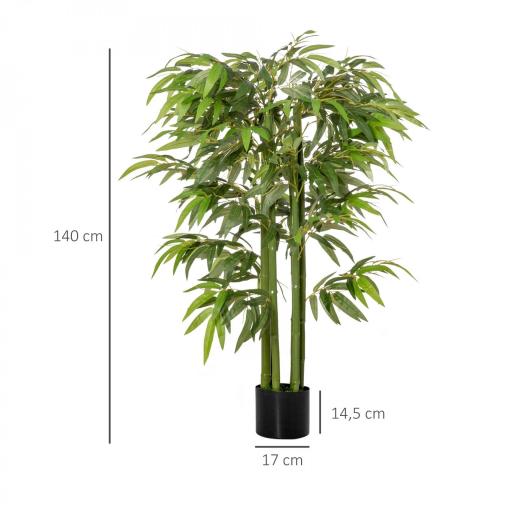 Bambú Artificial 140 cm con Maceta y Cañas Realistas Árbol Sintético Interior para Decoración de Hogar Oficina Interior Verde [1]