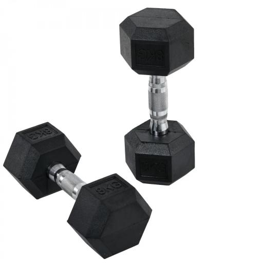 Juego de Mancuernas 2x8 kg con Barra de Conexión de Metal Cabeza Hexagonal para Entrenamiento en Casa Negro y Plata [7]
