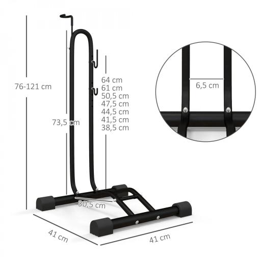 Aparcamiento para Bicicletas Vertical y Horizontal con Ganchos Ajustables para Bicicletas de 24-29 Pulgadas y 700 C Negro [1]