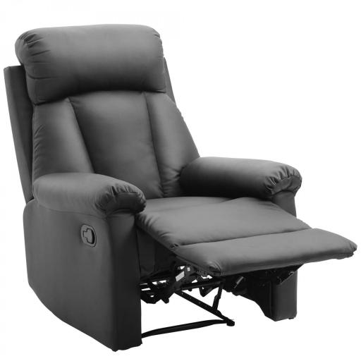 Sillón Relax Reclinable hasta 150° Tapizado en PU Butaca de Salón con Reposapiés Retráctil Respaldo Alto Resposabrazos para Dormitorio 80x97x107 cm Negro [8]