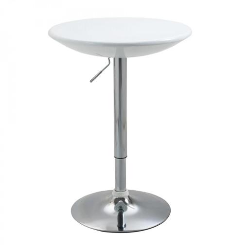 Mesa de Bar Regulable en Altura Giratoria 360º con Base Redonda Mesa Alta de Acero Moderna para Cocina Comedor Cafetería 61x61x76-97 cm Blanco [8]
