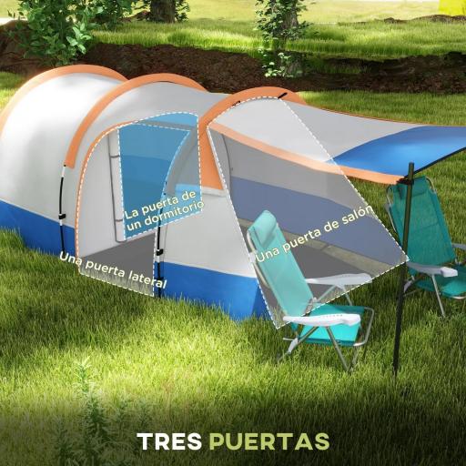 Tienda de Campaña para 3 Personas con 2 Habitaciones y Bolsa de Transporte Impermeable 420x200x150 cm Multicolor [4]