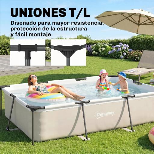 Piscina Desmontable Tubular 316x238x66,5 cm 3700 L con Marco Metálico Parche de Reparación sin Depuradora Gris [3]