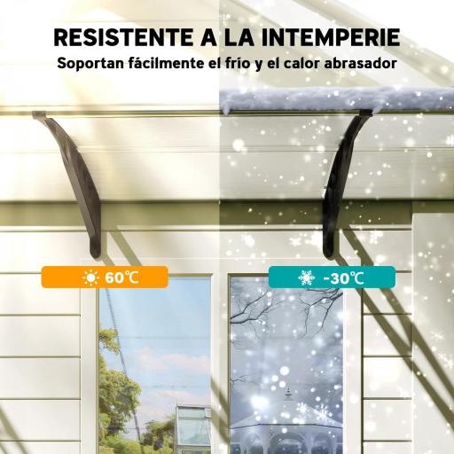 Marquesinas para Puertas y Ventanas 90x295x23,5 cm Tejadillo de Protección contra Sol y Lluvia Diseño Moderno Aleación de Aluminio Transparente [4]