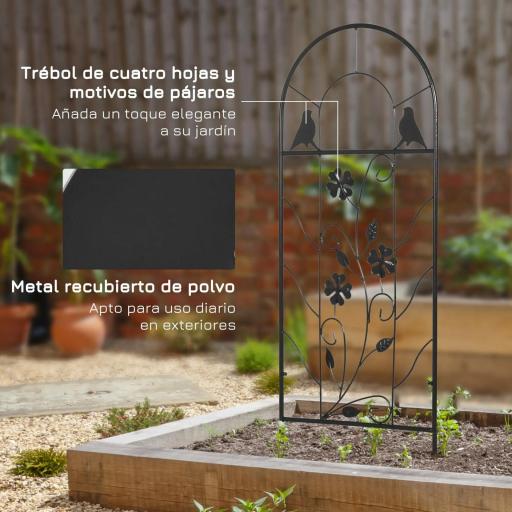 Juego de 2 Enrejados de Jardín Soportes para Enredaderas de Acero para Flores Plantas en Patio 38x98 cm Negro [3]