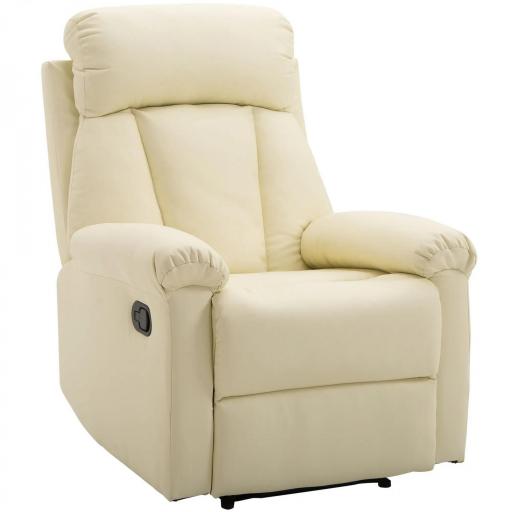 Sillón Relax Reclinable hasta 150° Tapizado en PU Butaca de Salón con Reposapiés Retráctil Respaldo Alto Resposabrazos para Dormitorio 80x97x107 cm Blanco [8]