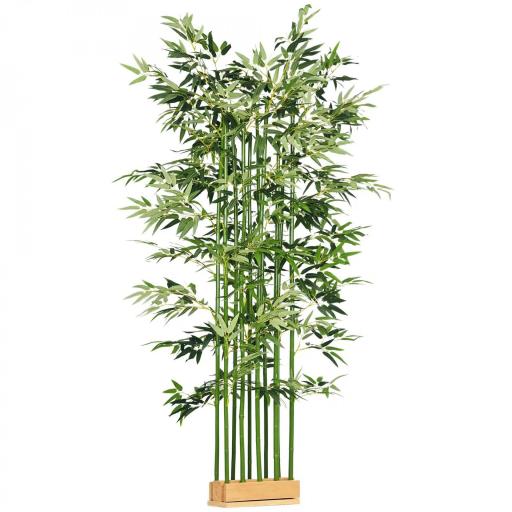 Bambú Artificial con Maceta de Madera Planta Artificial de Decoración para Interior 35x10x180 cm Verde [6]