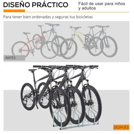 Aparcamiento para 3 Bicicletas Estacionamiento para Aparcar Bicicletas para Interior y Exterior 76x33x27cm Plata [6]