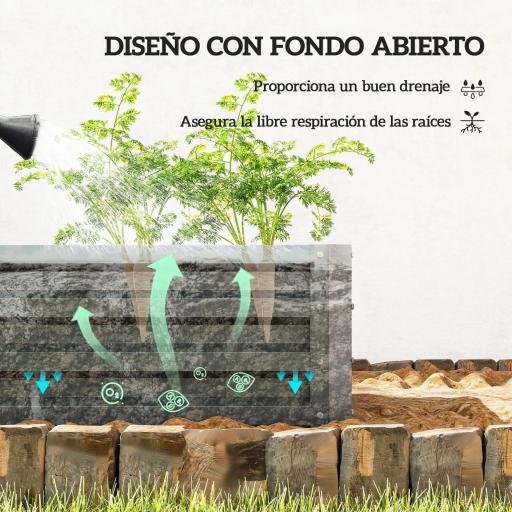 Juego de 2 Jardineras Exterior Grandes de Acero Galvanizado Huertos Urbanos para Terraza Jardín 110x50x30 cm Gris [3]