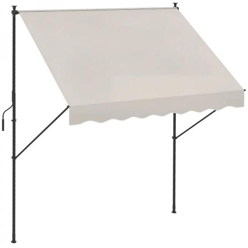 Toldo Manual Retráctil 200x175x210-310 cm Ajustable con Manivela Protección Solar UV40+ para Balcón Terraza Crema [3]