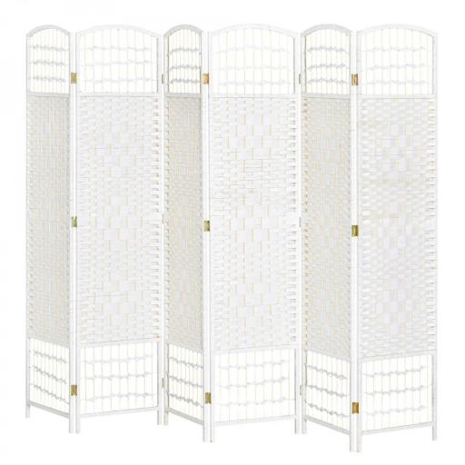 Biombo de 6 Paneles Separador de Ambientes Plegable de Fibra de Papel para Dormitorio Salón 242x170 cm Blanco [9]