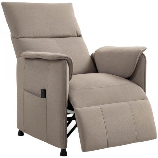 Sillón Reclinable con Motor sin Escobillas Reposapiés Tapizado Resistente y Bolsillos Laterales 80x83x104 cm Marrón [8]