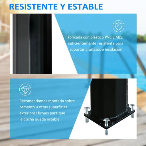 Ducha Solar de Exterior de 35L con 2 Cabezales de Ducha Grifo y Agua Caliente 0-55℃ para Jardín 17,5x14,5x216 cm Negro [3]
