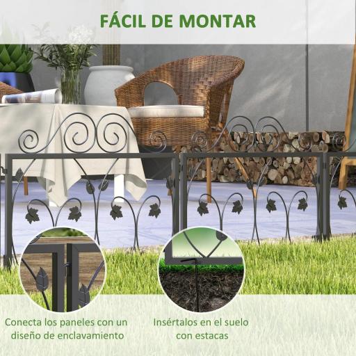 Vallas para Jardín Exterior de 4 Paneles 57x47,5 cm Vallas Decorativas de Jardín de Acero con Ángulo Ajustable Negro [2]