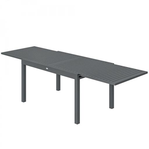 Mesa de Comedor Exterior Extensible 135/270 cm para 6-10 Personas de Aluminio con Tapa de Listones Gris Oscuro [9]