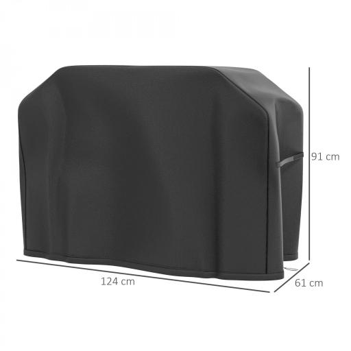 Funda para Barbacoa Rectangular de Tela Oxford 420D Anti-UV Impermeable con Cordón de Sujeción 124x61x91 cm Negro [1]