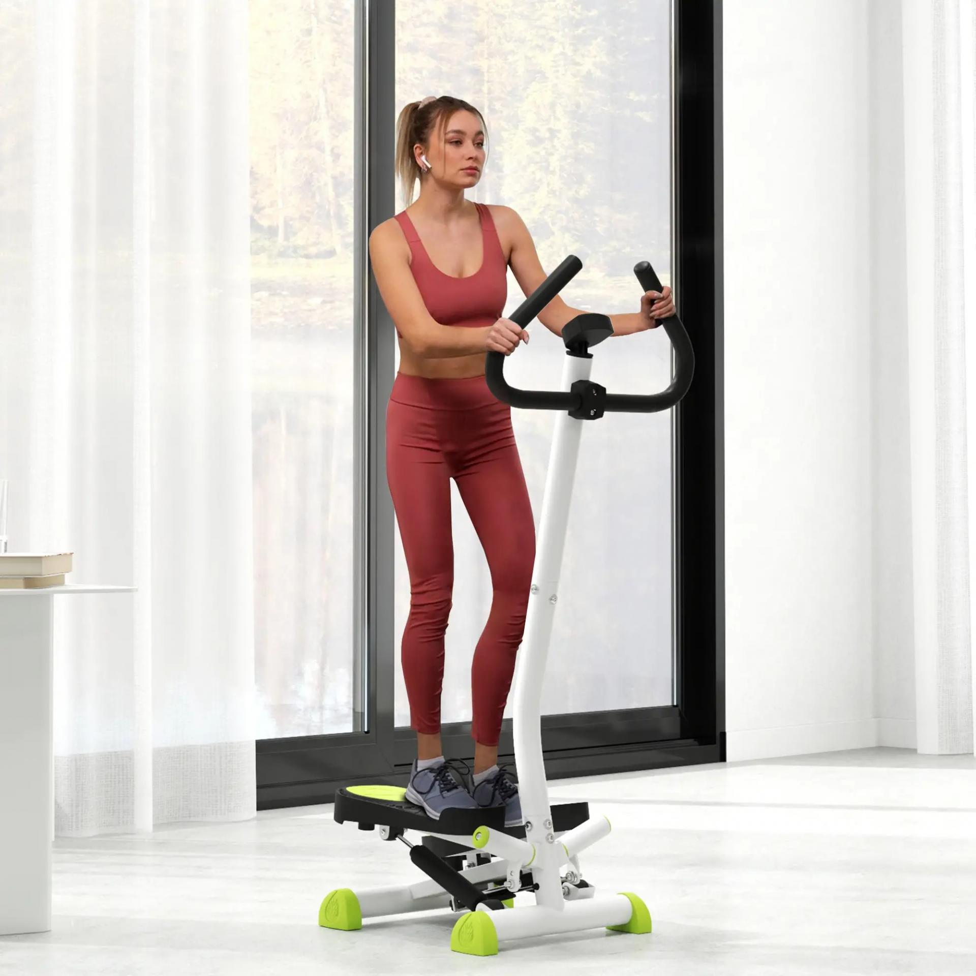 Máquina de Steps Mini Stepper para Fitness en Casa con Pantalla LCD y Pedales Antideslizantes 55x44x108cm Blanco y Verde