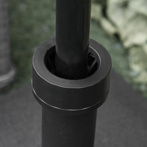 Base de Sombrilla con 4 Ruedas Bloqueables Soporte de Parasol Rellenable de Arena 18 kg o Agua 16 kg para Jardín Patio Terraza 45x45x39 cm Negro [7]