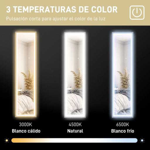 Espejo de Cuerpo Entero con Luz LED 160x40 cm con Iluminación de 3 Colores Táctil Inteligente Función de Memoria Gris [6]