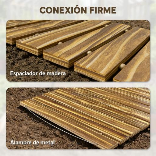 Camino de Jardín de Madera 120x38 cm Pasarela Recta Enrollable para Exteriores Resistente a la Intemperie Carbonizado [5]