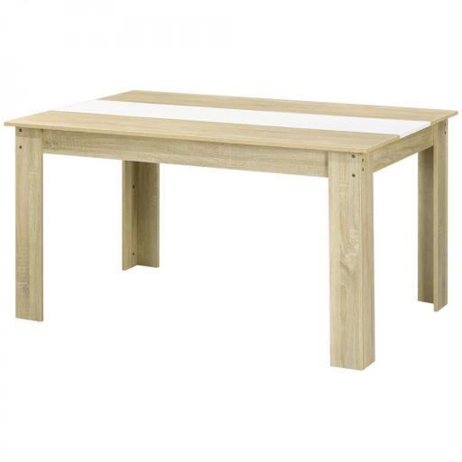 Mesa de Cocina o Mesa de Comedor Rectangular para 4-6 Personas Carga 100 kg 140x89,5x75 cm Blanco y Roble [8]