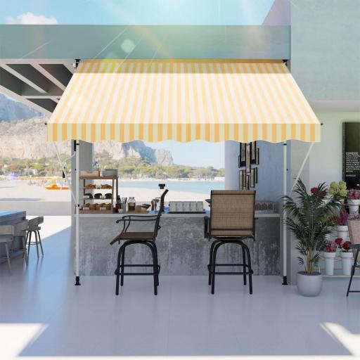 Toldo Manual Retráctil 300x150x170-280 cm con Altura Ajustable Manivela y Protección Solar para Terraza Naranja