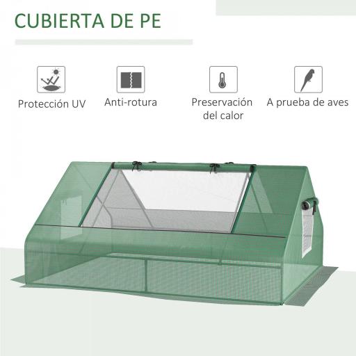Invernadero Pequeño para Cultivo con 4 Ventanas Enrollables Marco de Acero y Cubierta PE Anti-UV 180x140x80 cm Verde [2]