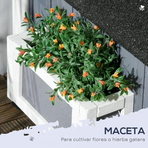 Caseta de Madera de Exterior para Gatos Casa para Gatos Refugio para Gatos de 2 Niveles 96x65x85,5 cm Gris [3]