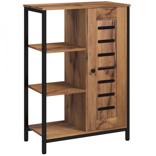 Armario de Baño Estrecho Puerta de Lamas 60x30x85 cm Marrón Rústico [9]