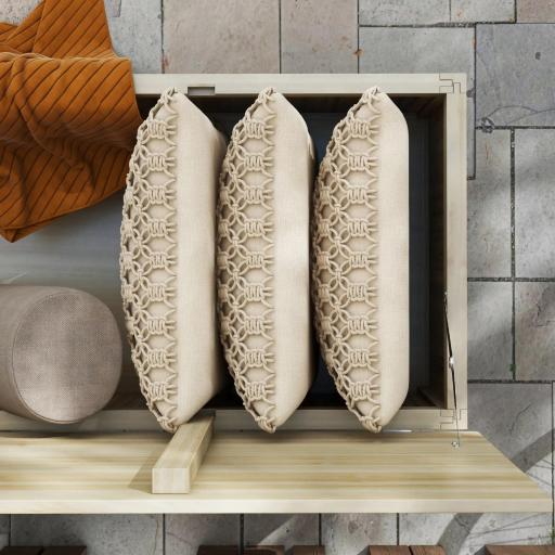 Arcón Exterior de Madera 172 L Baúl Almacenaje con Tapa Abatible Resistente a la Intemperie para Jardín Madera Natural [5]