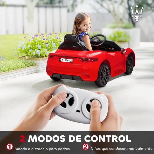 Coche Eléctrico Infantil Maserati Gran Turismo Folgore con Batería 12V Mando a Distancia Faros Bocina y Música MP3 Rojo [7]