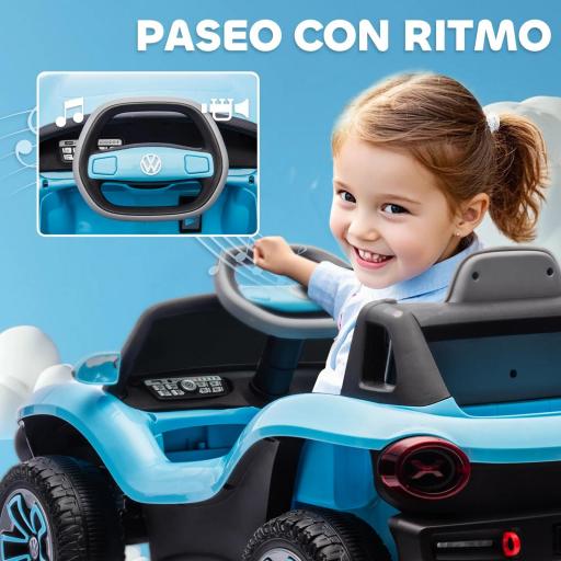 Coche Eléctrico para Niños de +3 Años Volkswagen E-Buggy 12V con Mando a Distancia 2,4 G Ruedas con Suspensión Azul [2]